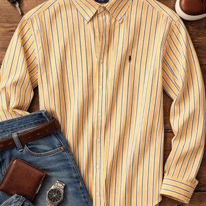 Ralph Lauren Yellow and Blue Striped Button-Down Shirt